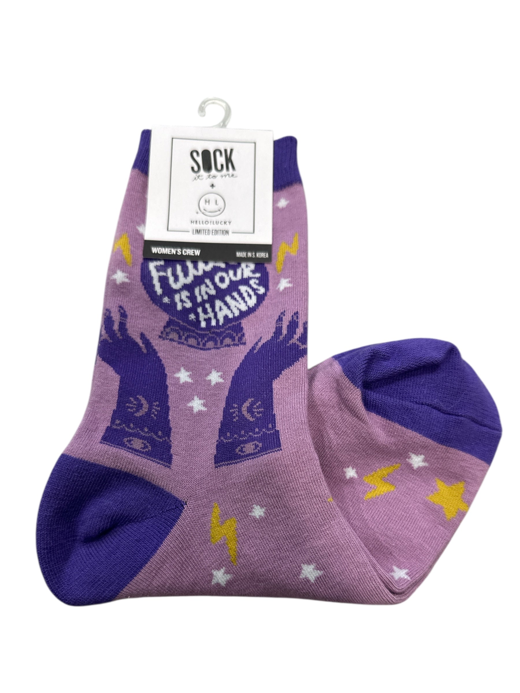Women’s Crew Socks, Inspirational Quote Socks “Future Is In Our Hands”, Soft & Comfortable Casual Crew Socks for Women