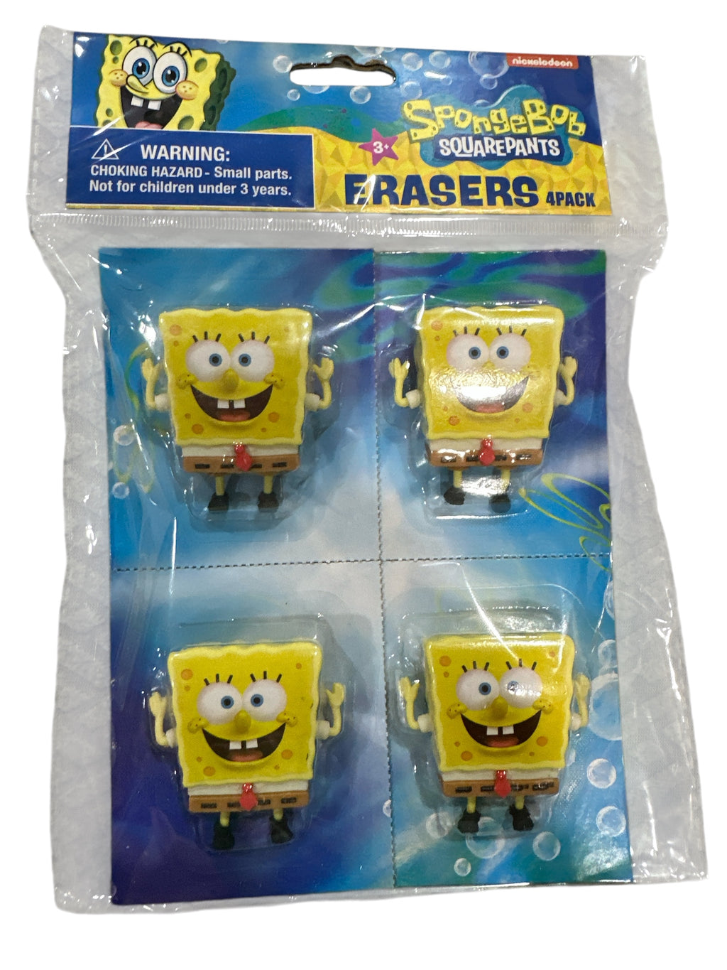 SpongeBob SquarePants Erasers 4-Pack – Officially Licensed Cartoon Character Pencil Erasers for Kids, School & Party Favors