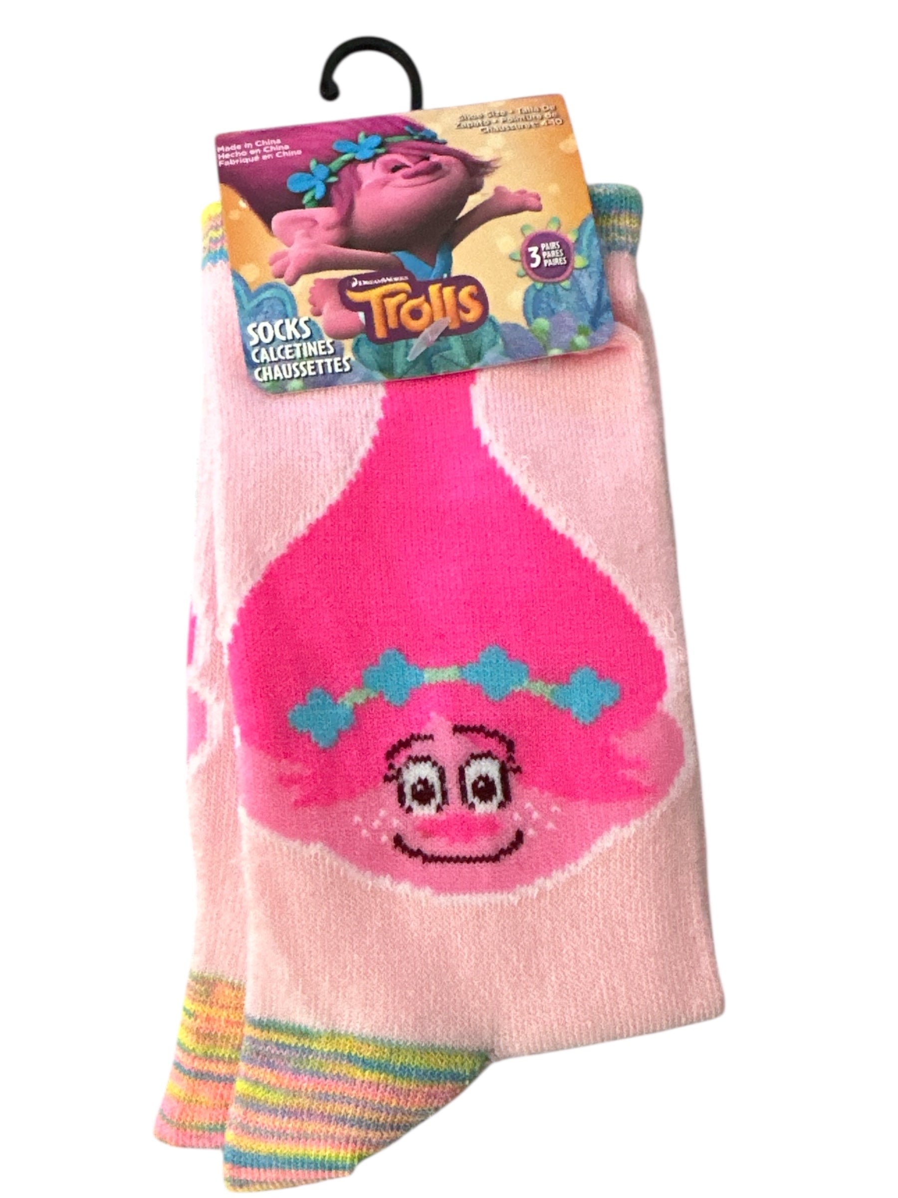Trolls Band Together Crew Socks – 3-Pair Set, Colorful Cartoon Cotton Socks for Kids & Fans