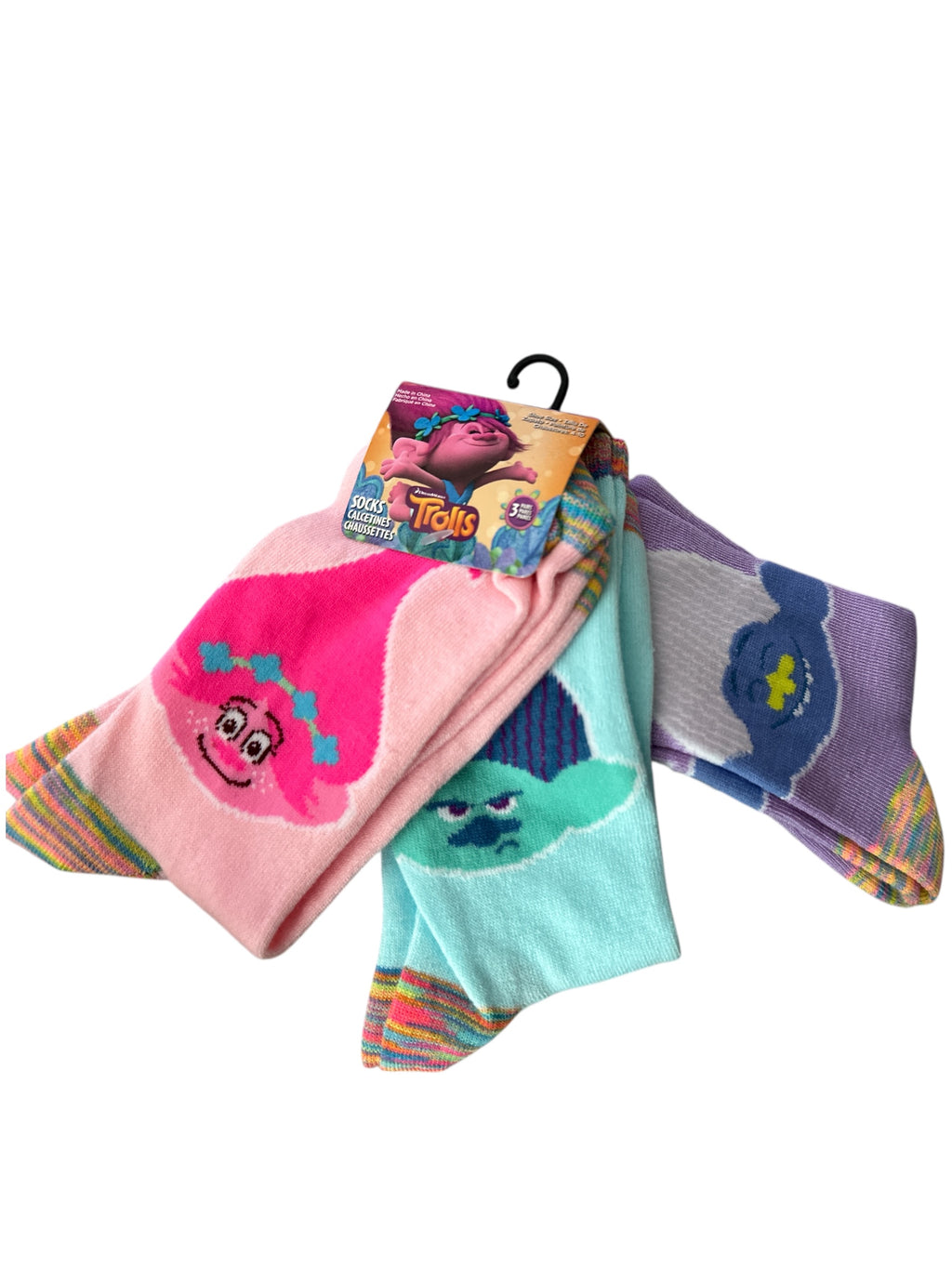 Trolls Band Together Crew Socks – 3-Pair Set, Colorful Cartoon Cotton Socks for Kids & Fans