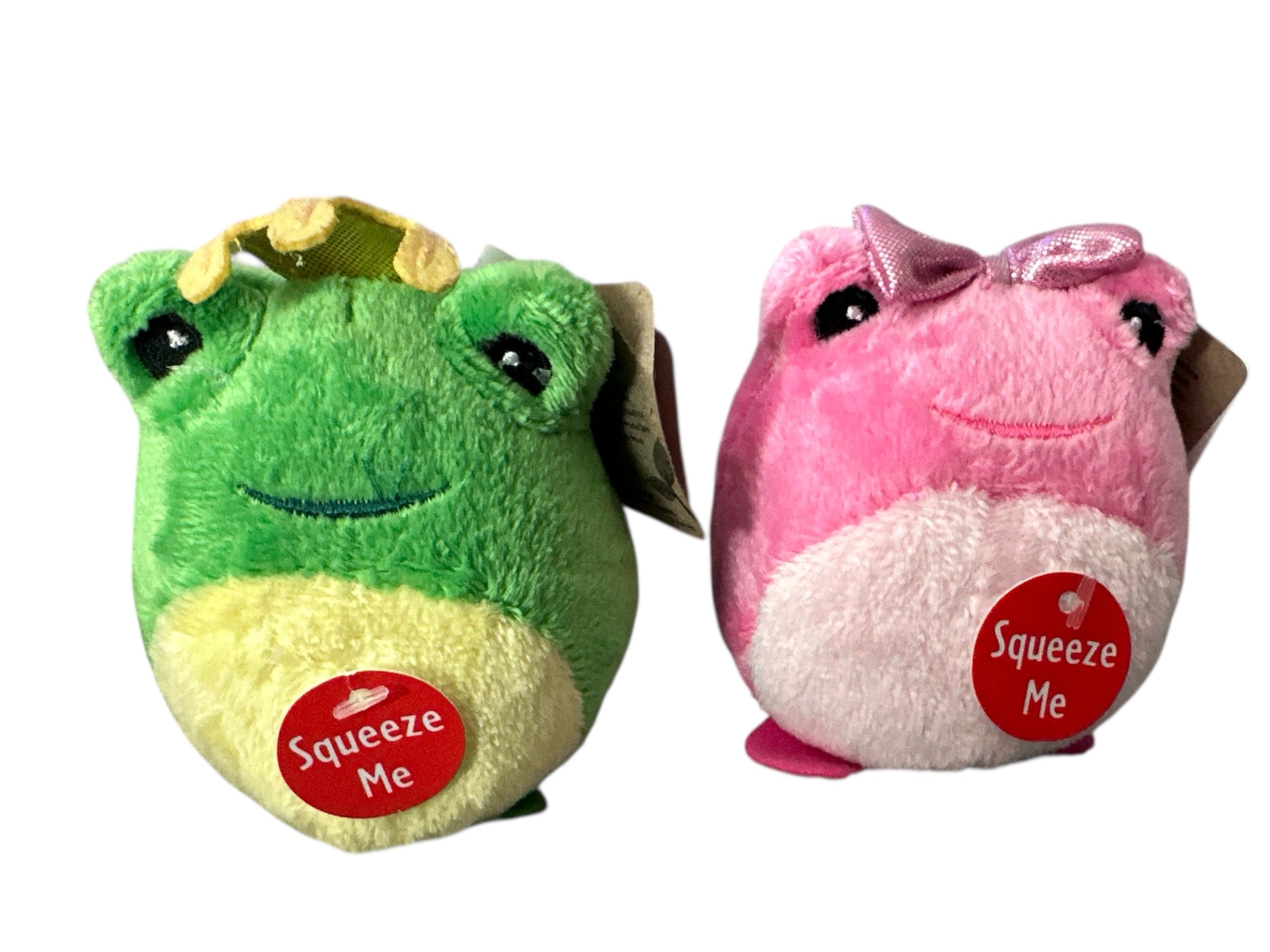 Cute Frog Plush Toy Set – 2-Pack, 3” Mini Squeezable Stuffed Animals with Sound, Super Soft Stress Toy for Kids