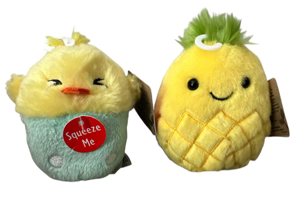 Cute Fruit Plush Toy Set – 2-Pack, 4” Mini Super Soft Stuffed Fruit (Chick & Pineapple), Adorable Gift for Kids