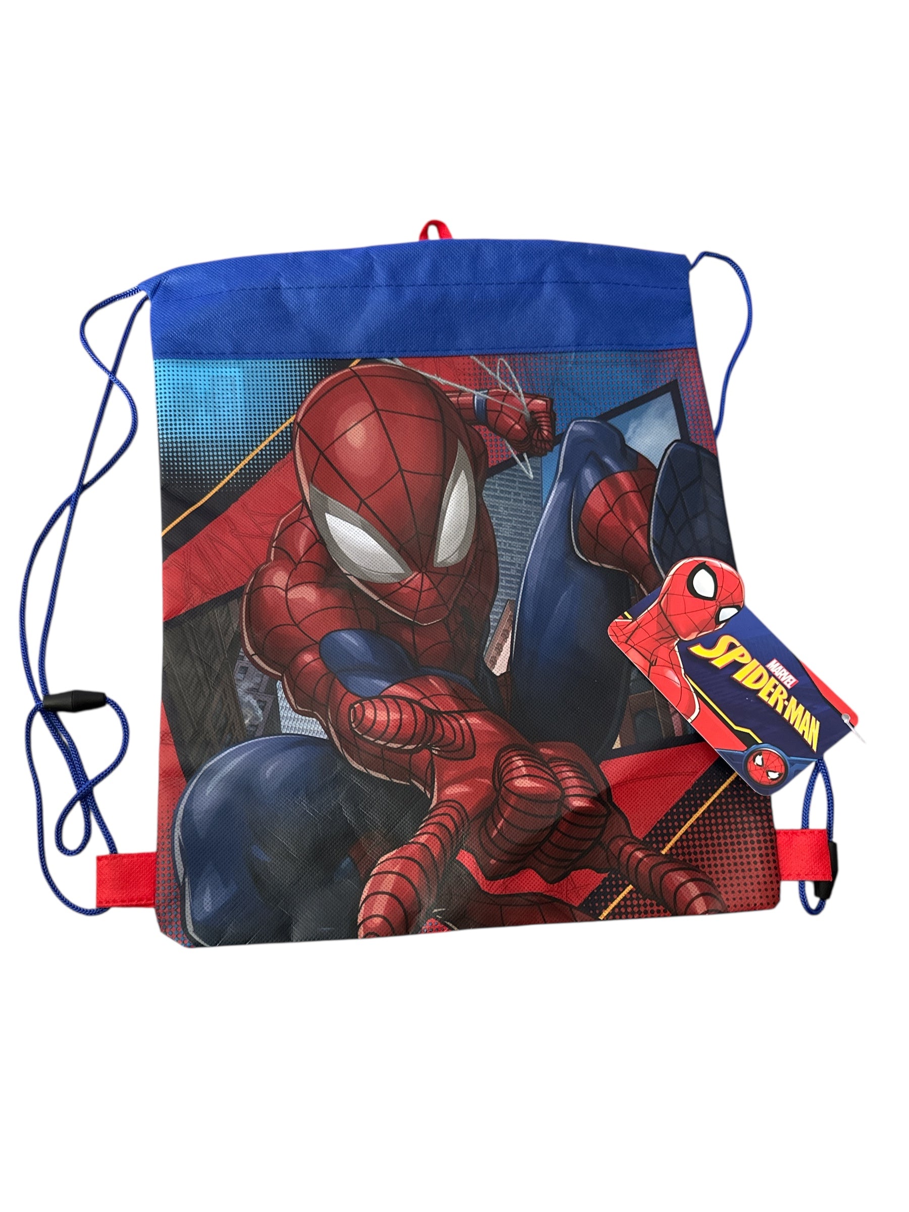 Spider-Man Themed Kids Combo Set – Drawstring Backpack + Sticker Sheet + Silicone Keychain, 3-Piece Gift Set