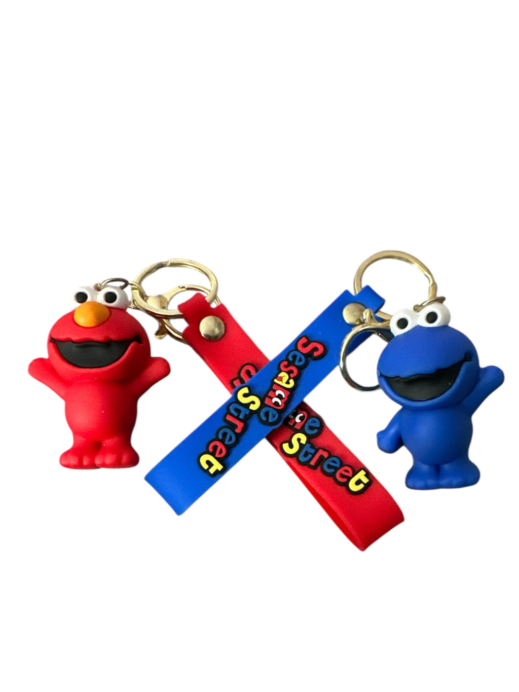 Sesame Street Silicone Keychain Set – 2-Pack Combo, Mini Character Figure Keychains with Wrist Strap