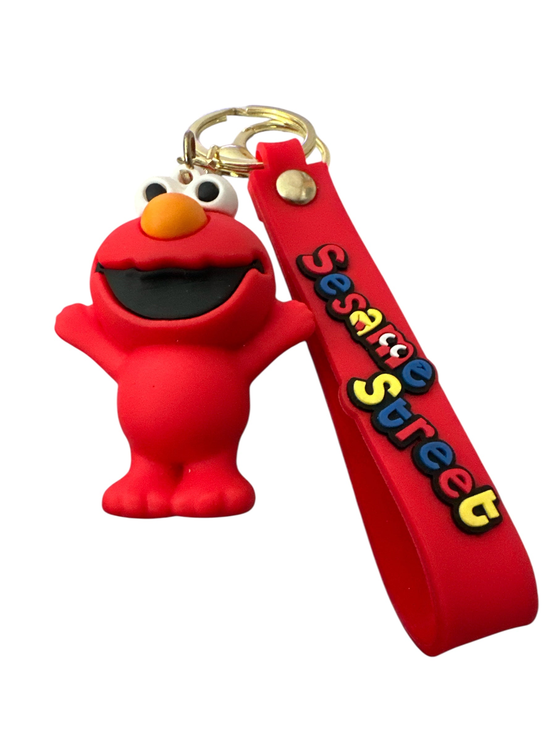 Sesame Street Silicone Keychain Set – 2-Pack Combo, Mini Character Figure Keychains with Wrist Strap