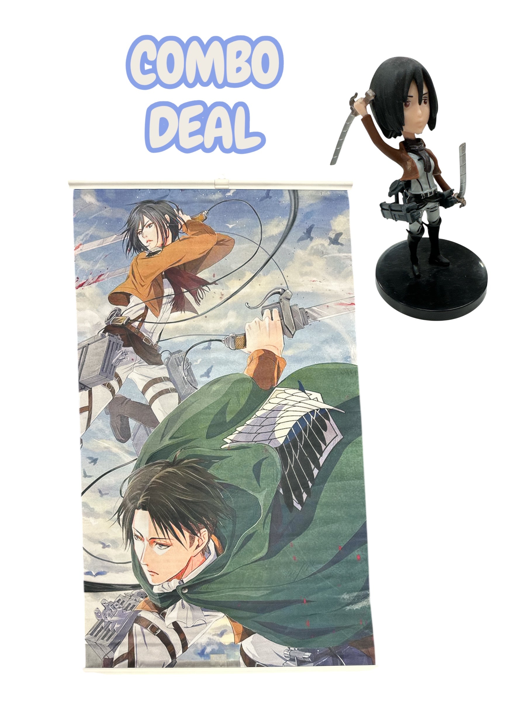 Anime Hero Titan Fabric Poster (34”) + Mini Figure (4”) | Fan-Style Combo Set