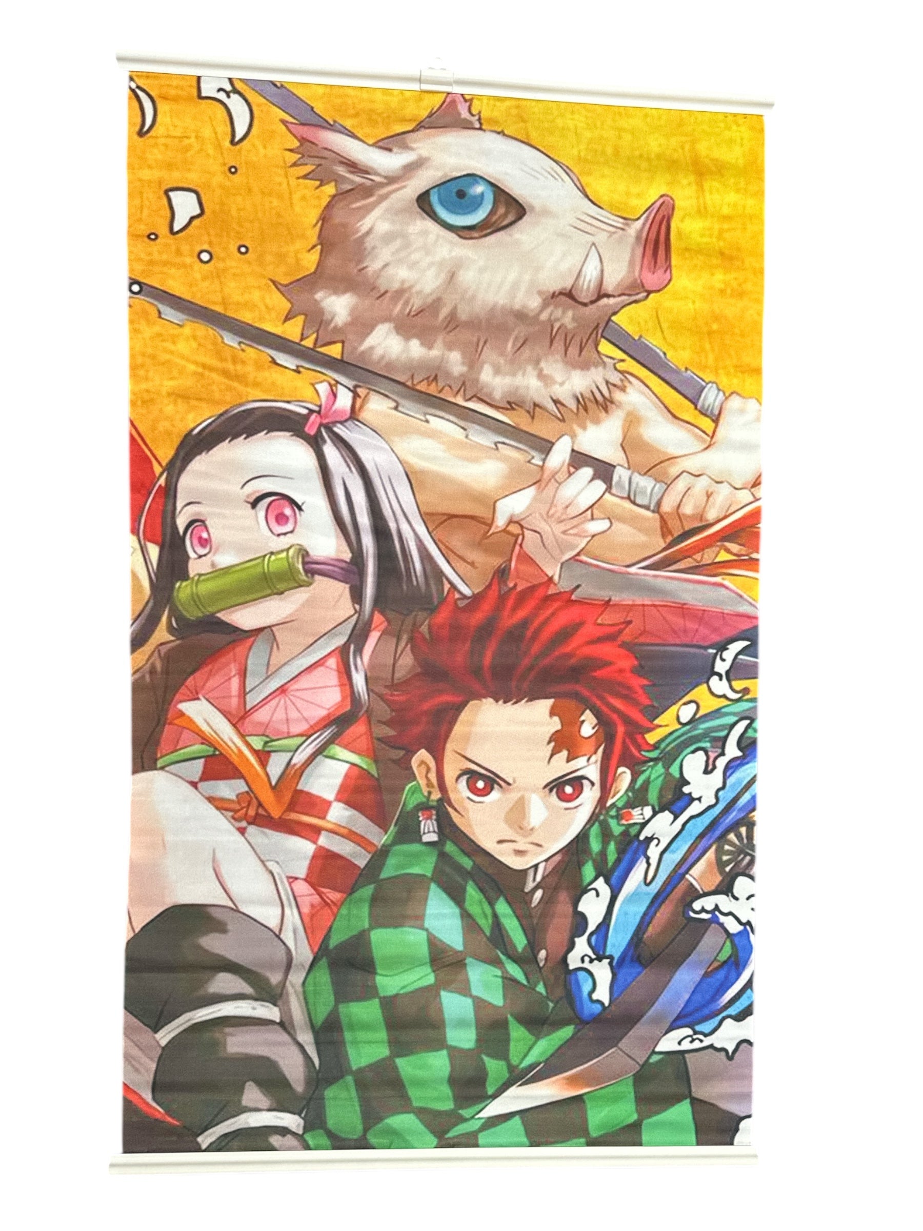 Anime Hero Demon Fabric Poster (34”) + Mini Demon Figure (3”) | Fan-Style Combo Set