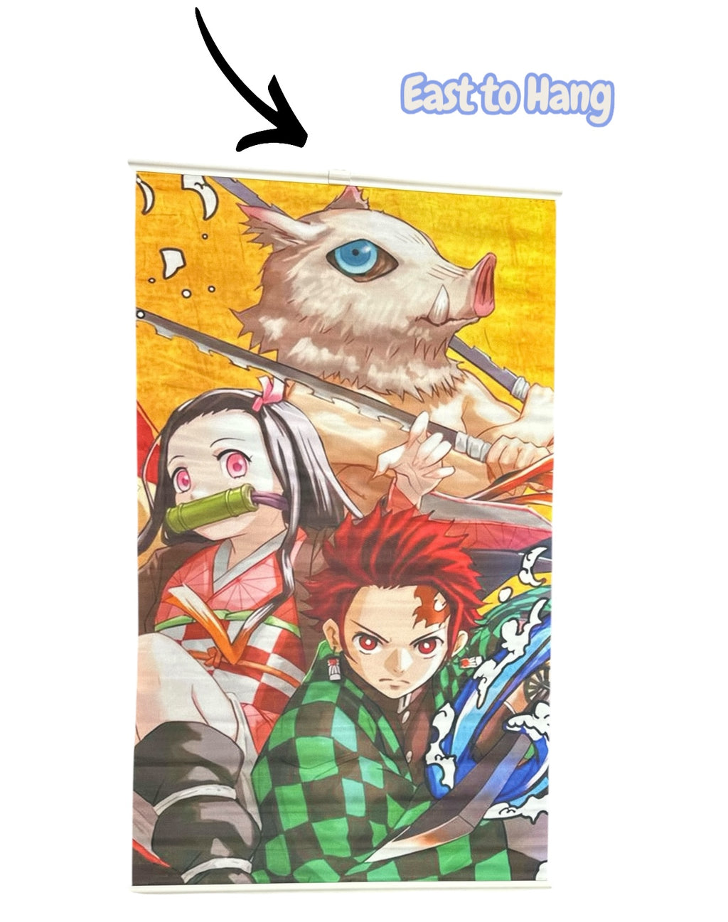 Anime Hero Demon Fabric Poster (34”) + Mini Demon Figure (3”) | Fan-Style Combo Set