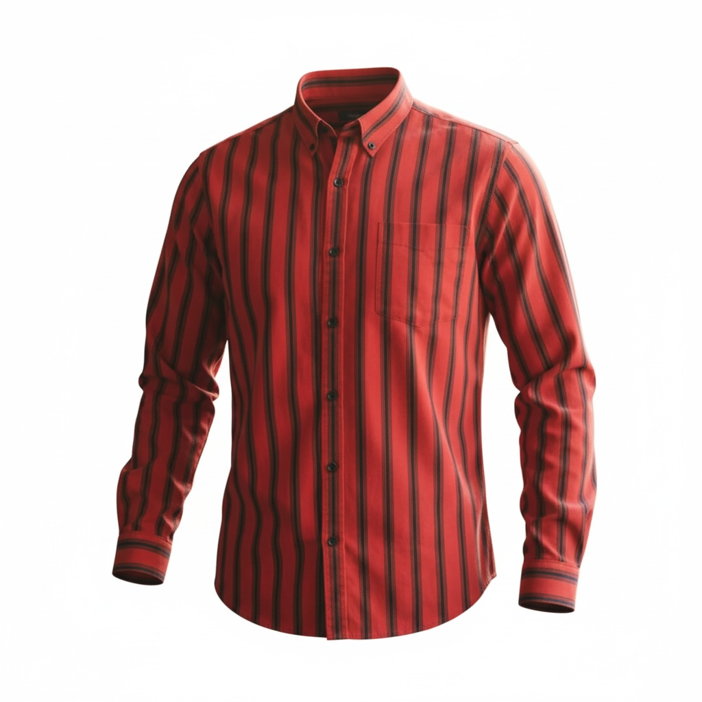 Men’s Fashion Shirt – Vertical Stripe Design, Slim Fit, Long Sleeve Casual Style