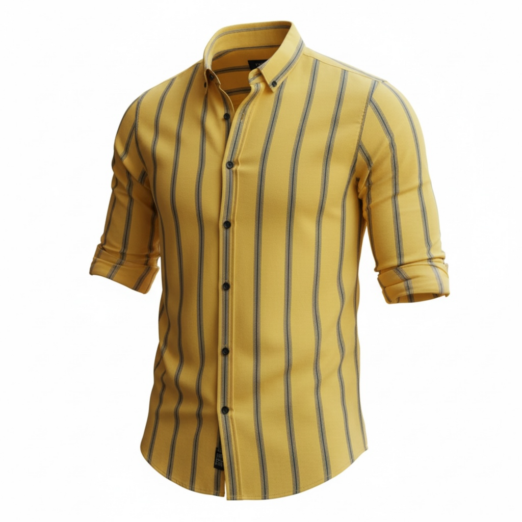 Men’s Fashion Shirt – Vertical Stripe Design, Slim Fit, Long Sleeve Casual Style
