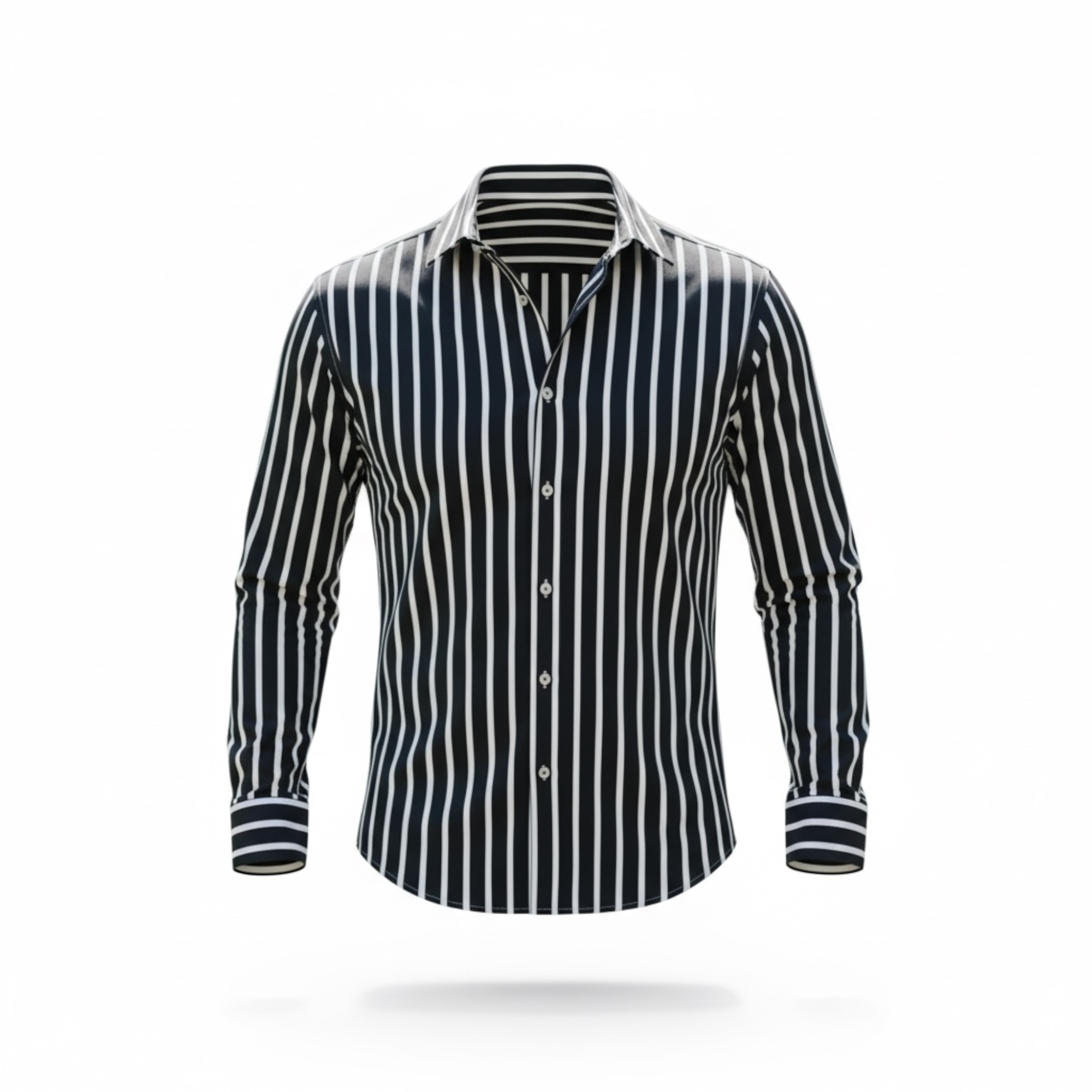 Men’s Fashion Shirt – Vertical Stripe Design, Slim Fit, Long Sleeve Casual Style