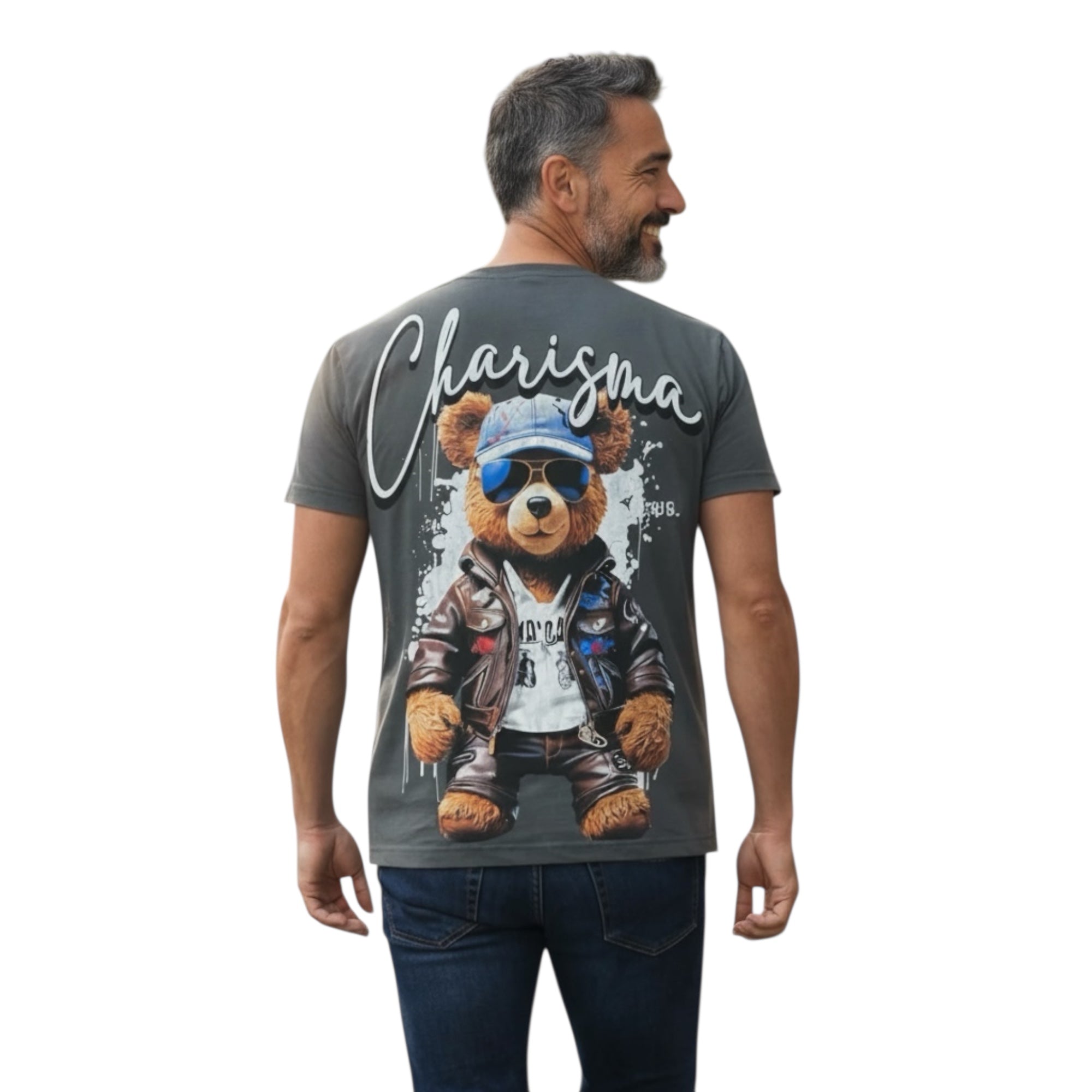 Men’s Fashion T-Shirt – Cotton Bear Design, Graphic Print, Casual Street Style