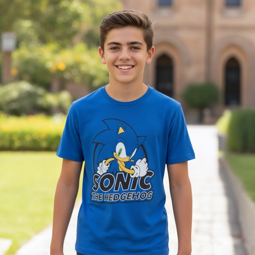 Sonic The Hedgehog Unisex Teen T-Shirt, 100% Cotton, Official Licensed Graphic Tee