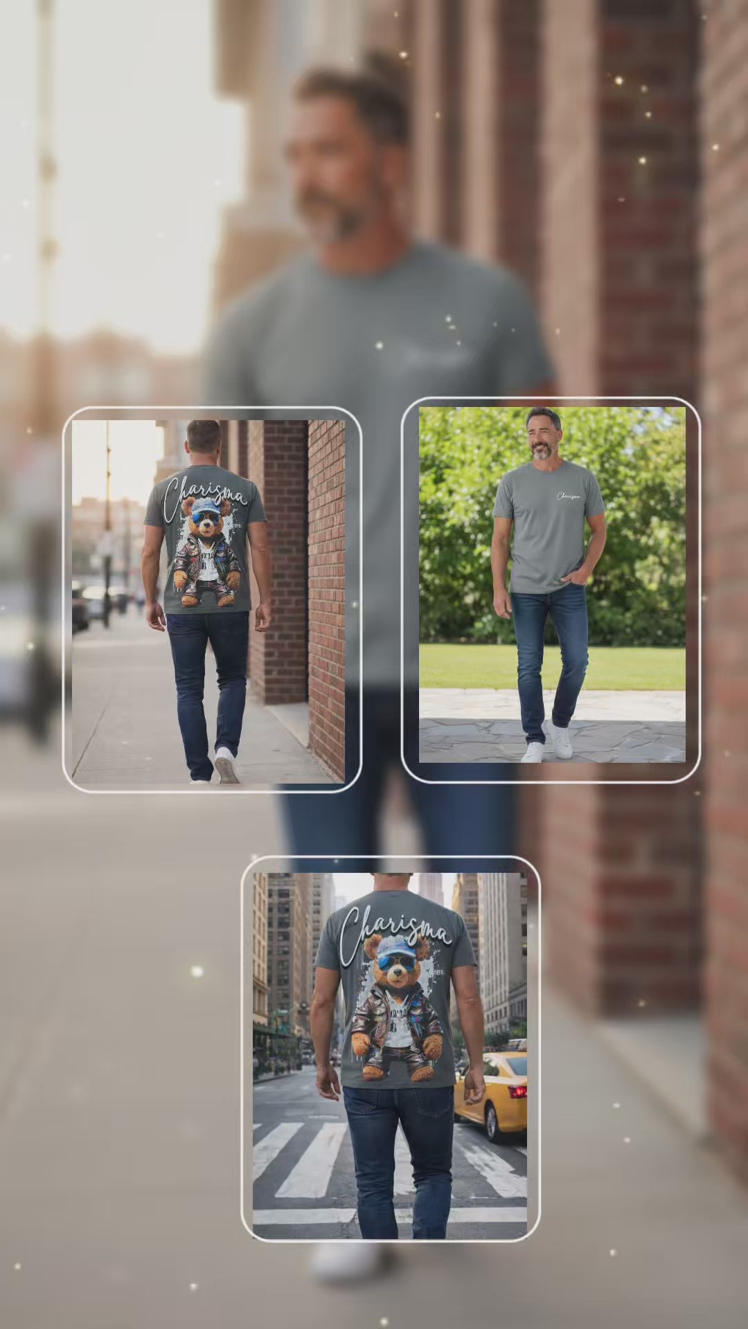 Men’s Fashion T-Shirt – Cotton Bear Design, Graphic Print, Casual Street Style